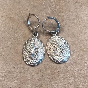 Sterling Silver (925) Concho Earrings.